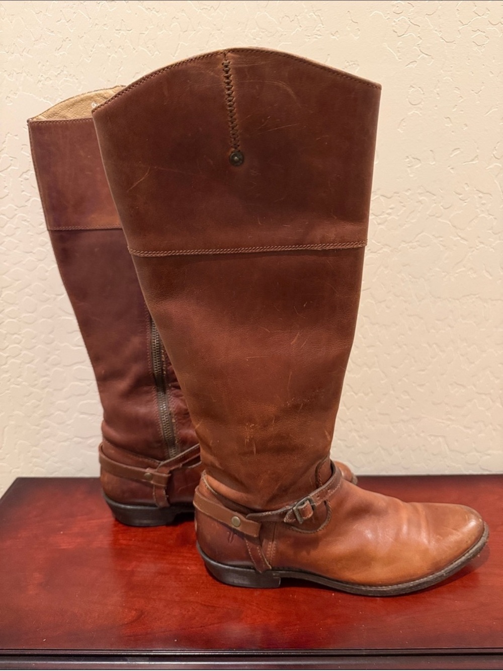 Vintage Women’s FRYE Melissa Tall Leather Riding Boots Brown Cognac Size 8